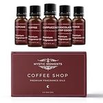 Mystic Moments | Coffee Shop Fragrance Oil Gift Starter Pack 5x10ml | Cappuccino, Chocolate chip cookie, Coffee, Cupcake, Fudge | Perfect as a gift