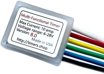 10 Amp Mini Timer Time Delay Relay .2 Sec to 400 Days 6V 12V 18V 24V. Power On Off Delay, Cycling and Trigger, White