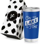 On Lake Time Stainless Steel Tumbler with Lid - Personalized Vacuum Insulated Travel Mug - Lake House and Cottage Decor - Lake Housewarming - Lake Lovers - Lake Life Gifts - Boat Owner - Cottage