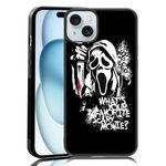 MMYAJT Favorite Scary Phone Case Compatible with iPhone 15 Plus, Scream iPhone Case Shockproof Black and White Phone Halloween Funny Cover Gift for Boy Girl Men Women