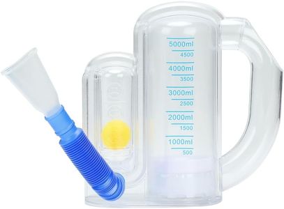 Breathing Trainer for Adults,Breathing Exercise Device for Lungs, 5000ml Volume Measurement with Flow Rate Indicator. transparent breathing device.breathing trainer,trainer.Incentive Spirometer Adult.