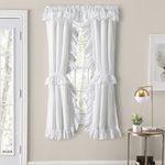 Ellis Curtain Classic Wide Ruffled Prisilla Pair with Ties, 80" x 63", White