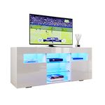 ELEGANT 1200mm Modern Multi-cell TV Cabinet with RGB LED Lights White Gloss TV Unit for up to 50" TV with Ambient Light for Living Room Furniture, Power Adapter included