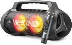 W-KING 70W(120W Peak) Portable Bluetooth Speaker with Wireless Microphone, Waterproof Bluetooth Speakers with Subwoofer Outdoor Speakers Bluetooth Wireless Loud/Deep Bass/DSP/Stereo Pairing/Power Bank