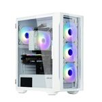 Zalman i3 NEO TG ATX Gaming PC Computer Case - 4 x 120mm Infinity Mirror ARGB Fans - Tempered Glass Front & Side Panel, White