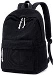 School Backpack for Teens Large Corduroy Bookbag Lightweight Girls Boys Casual High School College 17 inch Laptop Travel Bag, Black, 17 Inch, Classic