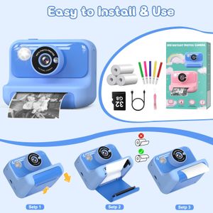 Hangrui Kids Instant Print Camera – Blue, Portable Photo Printer