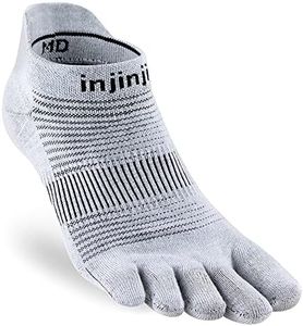 Injinji Unisex Run Original Weight No-show Socks, gray, Large