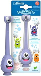 Dr. Brown's ToothScrubber Toothbrush, Three-Sided Toddler Training Toothbrush for Ages 1-4 Years with Suction Cup Base and Color Changing Bristles