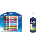 EXPO Dry Erase Markers (16 Count) and Non-Toxic Whiteboard Cleaner (8oz Spray Bottle) Bundle