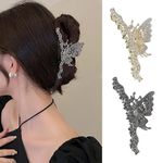 MJartoria Butterfly Hair Accessories: Metal Hair Claws, Diamond-Studded Clips, Powerful Hold Hair Clips for Women and Girls (Gold+Black)