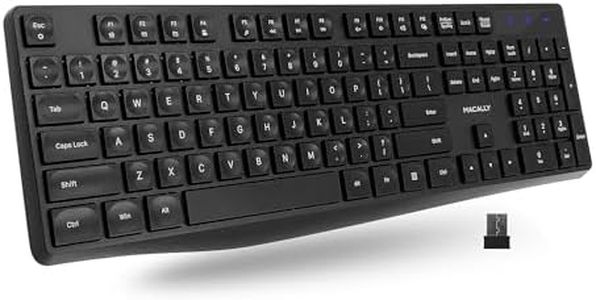 Macally Wireless Keyboard | 2.4 Computer Keyboard | Full Size Keyboard Wireless (Quiet Keys) All Day Comfortable Typing with Cordless Keyboard for Laptop, Desktop PC, Surface, Chromebook, Notebook