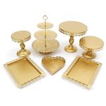 MEETOZ 7Pcs Cake Stand and Pastry Trays Metal Cupcake Holder Fruits Dessert Display Plate for Baby Shower Wedding Birthday Party Celebration