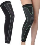 uRock Nylon Knee Support For Men- 3D Knitted Knee Brace For Gym, Workout And Pain Relief | Extra Long Leg Braces Knee Sleeve For Working Out, Joint Pain ((Free Size, Green-Black) (Green-Pack of 1)