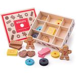 Bigjigs Toys Wooden Box of Biscuits Play Food - 9 Assorted Wooden Play Food Biscuits, Quality Toy Food for Toddlers & Children, Perfect Kids Wooden Kitchen Accessories for Tea Parties