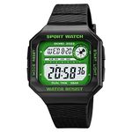 SKMEI Men's Digital Sports Watch Digital Watch for Youth Sports Outdoor Silicone Watch 5 ATM Waterproof, Chronograph, Alarm Clock - 2022 (Green White)