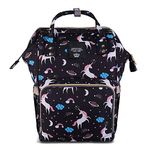 House of Quirk Baby Diaper Bag Maternity Backpack (Black Unicorns)