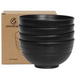 Greentainer Unbreakable Large Cereal Bowls - 24 OZ Plastic Lightweight Bowl Sets 4 - Dishwasher & Microwave Safe - for Cereal, Salad,Soup, Noodle, 4 Pieces (Black)