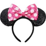 HXPLN Mouse Ears Headband, Classic Mouse Ears for Women Girls Adult, Shiny Headband for Park Trips Party Cosplay Costumes (Polka Dot Pink)