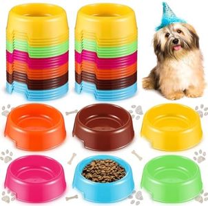 Baderke 24pcs Puppy Dogs Birthday Party Supplies Pet Plastic Bowls Bulk Reusable Dog Bowls Puppy Food Bowl Feeding Water Pet Bowl for Dog Cat Paw Party Favor, Blue, Yellow, Pink, Coffee, Orange, Green