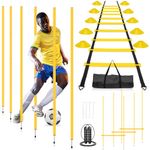 YTOPRO Soccer Agility Poles Training Equipment- Includes 6 Agility Poles, 6 Jumping Hurdles, Agility Ladder, 12 Soccer Cones, Jump Rope for Speed Training, Soccer Agility Training, Basketball Athletes