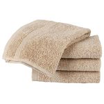 Face Cloth Set of 4, Egyptian Combed Cotton, 30cm x 30cm Wash Cloth Flannel, Very Soft & Absorbent, Quick Dry 600gsm Bathroom Towels. (Stone)