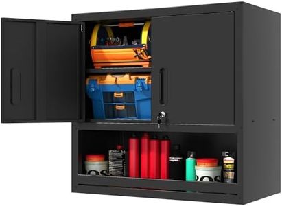 OPTYMIRA Garage Wall Cabinet Metal Storage Cabinet with Lock Wall Mounted Heavy Duty Steel Tool Cabinet with Door and Shelf Hanging Cabinet for Garage Warehouse Bathroom Kitchen,Assembly Required