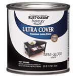 RUST-OLEUM 1974730 Painter's Touch Latex Paint, Half Pint, Semi-Gloss Black