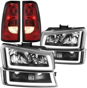 DWVO Headlight Assembly and Taillights Combo Set Compatible with 2003 2004 2005 2006 Silverado 1500 2500 3500/2007 Chevrolet Silverado Classic Body Style