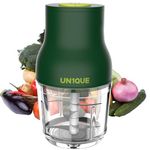 UN1QUE Electric Chopper for Kitchen | One Touch Operation | 2 Speed Modes | 600 ML Capacity | 6 Stainless Steel Blades | Up to 300 Watt | Glass Bowl | Wired | Crush Ice, Chop, Mince, Puree (Green)