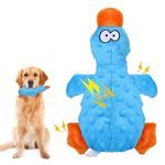 RAYITO Duck Dog Toys, Blue Squeaky Dog Toys Interactive Dog Toy Durable Dog Chew Toys Dog Soft Toy with Crinkle Paper for Small Medium Large Dogs Playing and Training