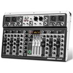 8 Channel Audio Mixer DJ Mixer Sound Board Console 16 Dsp USB Audio Interface MP3 Input +48V Phantom Bluetooth Studio Mixer Audio For Karaoke Streaming Recording