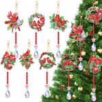 Perthlin 6 Pcs 5D Diamond Art Wind Chime Cardinal Diamond Art Suncatcher Kits Christmas Double Sided Cardinal Diamond Art Kits with Crystal Pendant Hanging Ornament for Adults Kids Home Garden Decor