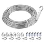 hannger 5 mm Stainless Steel Wire Rope, 23M 7x19 Strand Wire Rope, 3/16 Stainless Steel Aircraft Cable for Heavy Duty Applications, Zipline Cable, Zip Wire Kit for Garden, Deck Railing