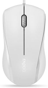 Quiet Wired Mouse, RAPOO N1600 Corded Mouse, 1000DPI Optical Mouse, Superlight Wired USB Mouse, Ergonomic Shape, for Desktop Computers Laptops, Matte Black (N1600 White)