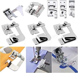 Windman Sewing Hemming Set Includes 3Pcs Wide Hem Foot,3Pcs Narrow Rolled Hem Presser Feet,Bias Tape Binder Foot and Adjustable Guide Presser Foot for Brother Singer Janome Low Shank Sewing Machine