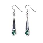Rennie Mackintosh Inspired Oval Rose Bud Stick 30 mm Hook Earrings (Purple/Green)