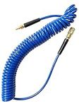 SANFU Polyurethane(PU) Recoil Air Compressor Hose 1/4"ID x 25FT Long with Bend Restrictor,1/4” Immovable MNPT Fittings Brass Quick Coupler and Plug, Blue(25')