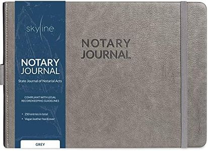 Skyline Notary Journal – Official Notary Public Record Book with Numbered Pages – Log Book for Notarial Acts & Records – Notary Supplies – 250 Entries, Hardcover, 10x7″ (Grey)