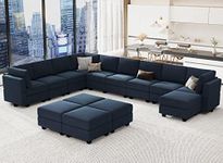 Belffin Oversized Modular Sectional Sofa U Shaped Couch with Storage Seat Velvet Sectional Sleeper Sofa Set with Chaise Velvet Blue…