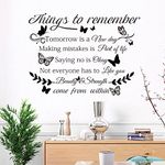 SUPERDANT Things to Remember Wall Stickers Buterfly Inspirational Wall Decals Black Quotes Wall Sticker Butterflies Wall Art Stickers for Teenagers Bedroom Living Room Decorations 39x98cm