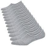 JORMATT Mens No Show Socks Cotton Low Cut Short Casual Socks Men With Non-Slip Grips, 12 Pairs/8 Pairs/6 Pairs, Grey,6 Pairs, 10-13