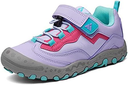 Mishansha Boy's Girl's Hiking Shoes Low Top Sneakers Outdoor Trekking Walking Climbing Running Shoes Purple Pink 12 Little Kid