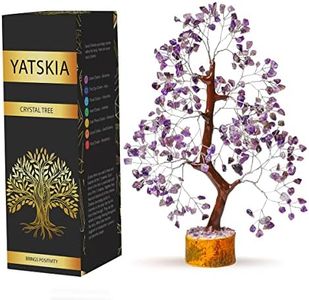 YATSKIA Amethyst Tree - Crystal Tree for Positive Energy - Real Amethyst Crystals - Gemstone Feng Shui Tree of Life Decor, Natural Amethyst Crystals and Healing Stones Bonsai for Home Office Décor