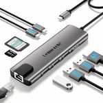 Lemorele USB-C Hub Docking Station, 9-in-1 USB Hub for Laptop with Gigabit Ethernet, 4K HDMI, 3×USB 3.0 and USB-C Data Ports, 100W PD, SD/TF Card Slot, Compatible with Mac/Windows/Chrome OS/Linux