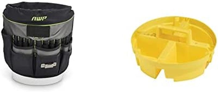 AWP Exterior Hanging Bucket Tool Organizer | 51 Pocket Water-Resistant Bucket Tool Organizer | Black | Fits Most Standard 5 Gallon Buckets & Bucket Boss - Bucket Stacker Small Parts Organizer, Yellow