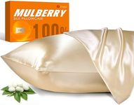 100% Mulberry Silk Pillowcase for Hair and Skin, 22 Momme Pure Natural Silk Pillow Case Both Sided with Zipper, Pillow Cover for Women Mom Men (Beige, King 20''×36'', 2 Pack)