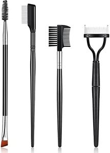 Skyley 4 Pieces Eyebrow Brush Eyelash Separator Brow Comb and Lash Spoolie Professional Eye Makeup Tools Metal Folding Lash Comb for Eyelash Black Double Head Eyelash Brush