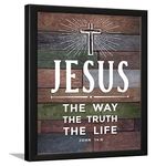 Chaka Chaundh Acrylic - Jesus Quotes Wall Frames - Christmas Quotes Wall Frames - Christian Wall Frames - Bible Verses Wall Decor - (14 X 11 Inches) (Jesus The Way - Vintage)