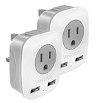 2 Pack Canada to UK Plug Adapter, VINTAR UK Ireland Travel Plug Adapter with 2 USB Ports and 2 American Outlets, 4 in 1 International Power Adaptor for England Singapore Dubai Hongkong (Type G)